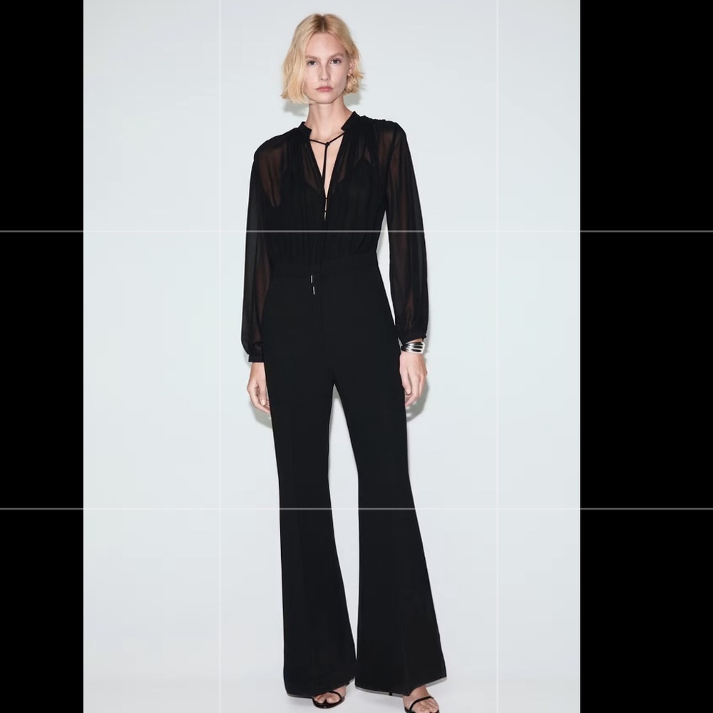 Mango women’s jumpsuit, black, new with tags size Large